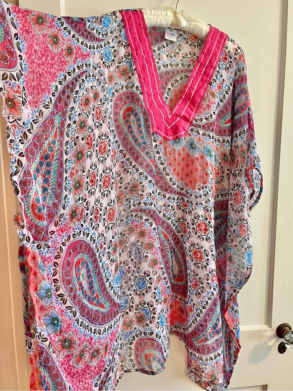 ๐ FREE 3rd item ๐ Paisley Sheer Tunic Popover Dress Beach Cover-up Summer Muum - Picture 2 of 8